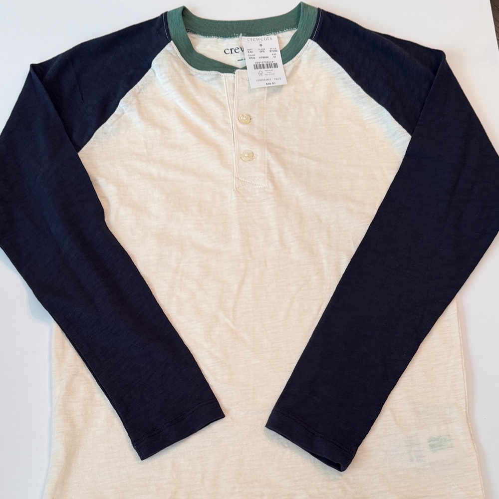 Crewcuts Cream and Green Henley Shirt